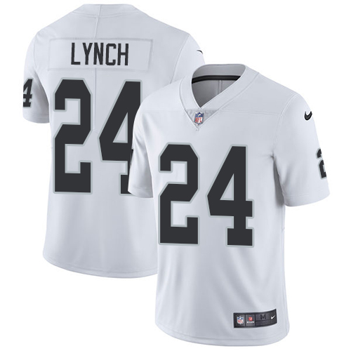 Nike Raiders #24 Marshawn Lynch White Men's Stitched NFL Vapor Untouchable Limited Jersey - Click Image to Close